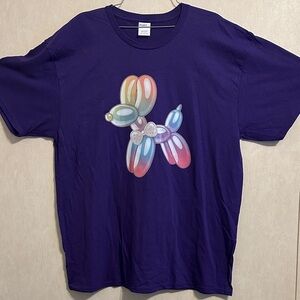 NWOT Purple T-Shirt with Balloon Dog Graphic